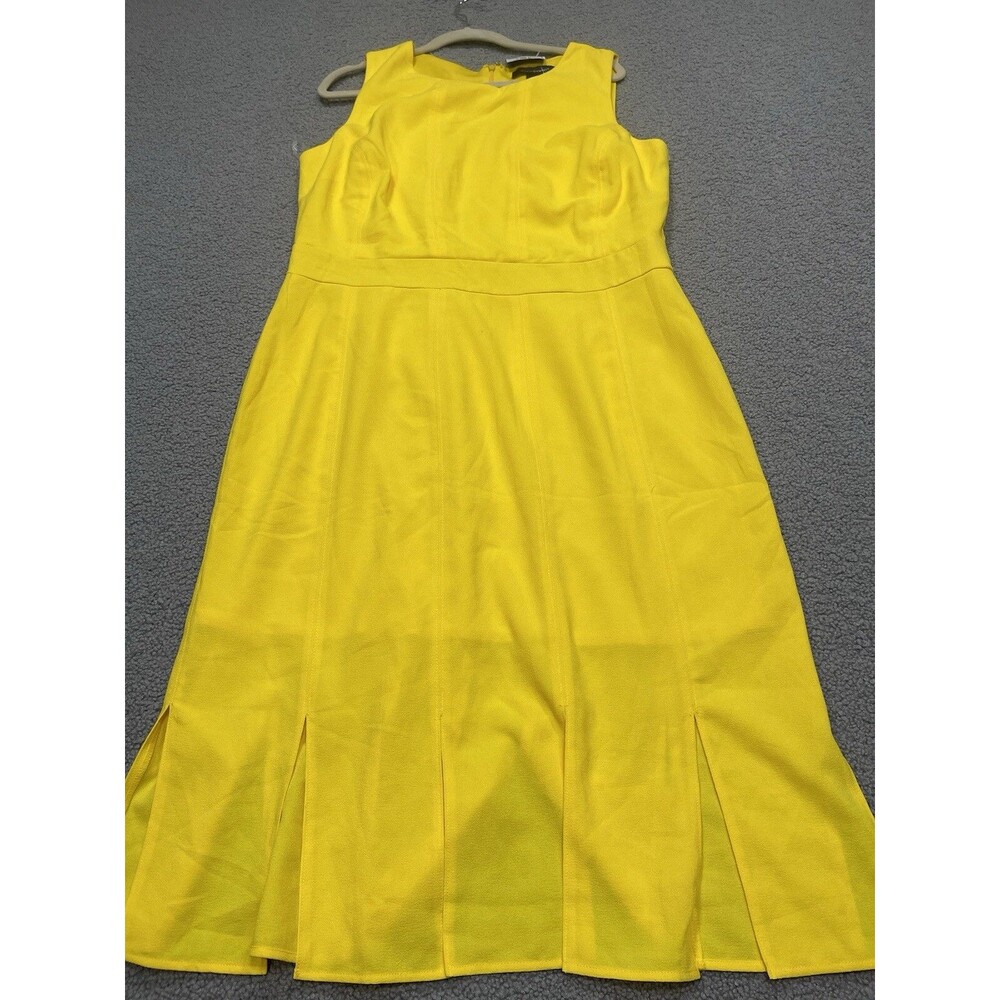 Ashley Stewart Midi Dress Yellow A Line Sleeveless Preppy Size 16W Plus NWT